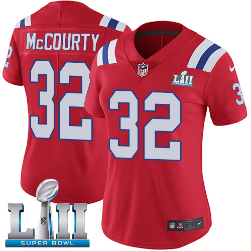 Nike Patriots #32 Devin McCourty Red Alternate Super Bowl LII Women's Stitched NFL Vapor Untouchable Limited Jersey - Click Image to Close